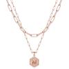 M MOOHAM Dainty Initial Necklaces for Women, 14K-Gold-Plated Layering Necklace for Women Cute Hexagon Letter Initial Necklace Layered Necklaces for Teenage Teen Girls Christmas Gifts Stocking Stuffers(Rose Gold Plated)