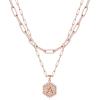 M MOOHAM Dainty Initial Necklaces for Women, 14K-Gold-Plated Layering Necklace for Women Cute Hexagon Letter Initial Necklace Layered Necklaces for Teenage Teen Girls Christmas Gifts Stocking Stuffers(Rose Gold Plated)
