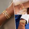 M MOOHAM Gold Beaded Bracelets for Women, 14k Gold Plated Beaded Ball Bracelet Set Stack for Women Trendy Non Tarnisn, Jewelry Gifts for Her Womens Adjustable Strand Bracelet