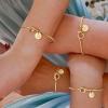 M MOOHAM Gold Initial Bracelets Gifts for Women Teen Girls – Dainty Tie the Knot Letter A-Z Initial Bracelet for Women Gold Cuff Bracelet for Womens Jewelry Personalized Bridesmaid Proposal Gifts(E – Gold)
