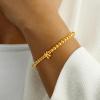 M MOOHAM Initial Bracelets for Women – Letter A Bracelets for Women Trendy Letter Bracelet Gold Plate Cute Tiny Gold Beaded Initial Stretch Bracelet Dainty Small Jewelry