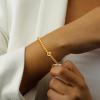 M MOOHAM Initial Bracelets for Women – Letter M Bracelets for Women Trendy Letter Bracelet Gold Plate Cute Tiny Beaded Initial Stretch Bracelet Small Dainty Jewelry