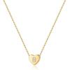 M MOOHAM Initial Heart Necklace for Girls Women, Dainty Cubic Zirconia Initial Heart Pendant Necklace for Women Girls Jewelry Gifts(Gold)
