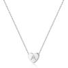 M MOOHAM Initial Heart Necklace for Girls Women, Dainty Cubic Zirconia Initial Heart Pendant Necklace for Women Girls Jewelry Gifts(Silver)