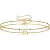 M MOOHAM Stocking Stuffers for Women Girls – Layered Initial Bracelet Letter A-Z Charm, Dainty 14K Gold Plated Initial Bracelets for Women Birthday Personalized Gifts Trendy Jewelry(Gold)