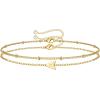 M MOOHAM Stocking Stuffers for Women Girls – Layered Initial Bracelet Letter A-Z Charm, Dainty 14K Gold Plated Initial Bracelets for Women Birthday Personalized Gifts Trendy Jewelry(Gold)