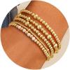 M MOOHAM 14K-Gold-Plated Beaded Bracelets for Women – Dainty Beaded Pearl Bracelet Set Stack for Women Trendy Non Tarnish Stretch Bracelet Christmas Stocking Gifts Jewelry(5PCS-Bead Bracelet with Pearl)