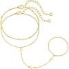 M MOOHAM 14K-Gold-Plated Hand Chain Bracelet for Women, Dainty Ring Bracelet Hands Chain Cubic Zirconia Clover Butterfly Cross Heart Finger Rings Bracelets for Women Teen Girl Gifts(Cross)