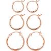 3pairs-13/15/20mm-Rose-plated