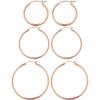3pairs-30/40/50mm-Rose-plated