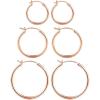 3pairs-20/25/30mm-Rose-plated