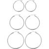 3pairs-30/40/50mm-silver-plated