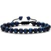 M MOOHAM Beaded Bracelets for Mens Gifts – Natural Stone 8mm Tiger Eye Matte Agate Lava Rock Bracelets for Men Teen Boys Birthday Anniversary Christmas Gifts for Men Teens Grandpa(Blue Tiger Eye Bracelet)