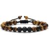 M MOOHAM Beaded Bracelets for Mens Gifts – Natural Stone 8mm Tiger Eye Matte Agate Lava Rock Bracelets for Men Teen Boys Birthday Anniversary Christmas Gifts for Men Teens Grandpa(Tiger eye Lava Rock Bracelet)