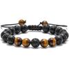 M MOOHAM Beaded Bracelets for Mens Gifts – Natural Stone 8mm Tiger Eye Matte Agate Lava Rock Bracelets for Men Teen Boys Birthday Anniversary Christmas Gifts for Men Teens Grandpa(Lava Rock Tiger Eye Bracelet)