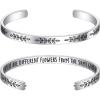 M MOOHAM Bracelets for Women – Engraved Quote Inspirational Bracelet Birthday Christmas Funny Gifts for Best Friend, Daughter, Son, Sister, Niece, Mom, Coworkers, Stainless Steel Jewelry(“Sisters-Sisters are different flowers from the same garden)