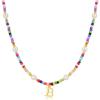 M MOOHAM Colorful Initial Necklaces for Girls Women Kids – Christmas Stocking Stuffers Beaded Pearl Choker Necklace for Women Teen Girl Gifts Trendy Personalized Letter Birthday Gifts Kids Jewelry(B)