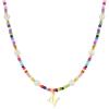 M MOOHAM Colorful Initial Necklaces for Girls Women Kids – Christmas Stocking Stuffers Beaded Pearl Choker Necklace for Women Teen Girl Gifts Trendy Personalized Letter Birthday Gifts Kids Jewelry(M)
