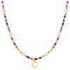 M MOOHAM Colorful Initial Necklaces for Girls Women Kids – Christmas Stocking Stuffers Beaded Pearl Choker Necklace for Women Teen Girl Gifts Trendy Personalized Letter Birthday Gifts Kids Jewelry(C)