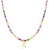M MOOHAM Colorful Initial Necklaces for Girls Women Kids – Christmas Stocking Stuffers Beaded Pearl Choker Necklace for Women Teen Girl Gifts Trendy Personalized Letter Birthday Gifts Kids Jewelry(K)
