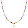 M MOOHAM Colorful Initial Necklaces for Girls Women Kids – Christmas Stocking Stuffers Beaded Pearl Choker Necklace for Women Teen Girl Gifts Trendy Personalized Letter Birthday Gifts Kids Jewelry(L)