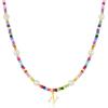 M MOOHAM Colorful Initial Necklaces for Girls Women Kids – Christmas Stocking Stuffers Beaded Pearl Choker Necklace for Women Teen Girl Gifts Trendy Personalized Letter Birthday Gifts Kids Jewelry(N)