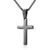 M MOOHAM Cross Necklace for Men – Stainless Steel Silver Gold Black Plain Cross Pendant Necklace Simple Jewelry Gifts, 16-24 Inches Chain(Black: Cross Pendant 1.2″*0.7″)