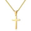 M MOOHAM Cross Necklace for Men – Stainless Steel Silver Gold Black Plain Cross Pendant Necklace Simple Jewelry Gifts, 16-24 Inches Chain(Gold: Cross Pendant 1″*0.6″)