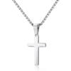 M MOOHAM Cross Necklace for Men – Stainless Steel Silver Gold Black Plain Cross Pendant Necklace Simple Jewelry Gifts, 16-24 Inches Chain(Silver: Cross Pendant 1″*0.6″)