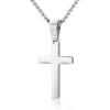 M MOOHAM Cross Necklace for Men – Stainless Steel Silver Gold Black Plain Cross Pendant Necklace Simple Jewelry Gifts, 16-24 Inches Chain(Silver: Cross Pendant 1.2″*0.7″)