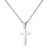 M MOOHAM Cross Necklace for Men – Stainless Steel Silver Gold Black Plain Cross Pendant Necklace Simple Jewelry Gifts, 16-24 Inches Chain(Silver: Cross Pendant 0.8″*0.4″)