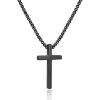 M MOOHAM Cross Necklace for Men, Silver Black Gold Stainless Steel Plain Cross Pendant Necklace for Men Box Chain 16-30 Inch(20)