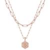 M MOOHAM Dainty Initial Necklaces for Women, 14K-Gold-Plated Layering Necklace for Women Cute Hexagon Letter Initial Necklace Layered Necklaces for Teenage Teen Girls Christmas Gifts Stocking Stuffers(Rose Gold Plated)