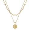 M MOOHAM Dainty Initial Necklaces for Women, 14K-Gold-Plated Layering Necklace for Women Cute Hexagon Letter Initial Necklace Layered Necklaces for Teenage Teen Girls Christmas Gifts Stocking Stuffers(14K-Gold-Plated)