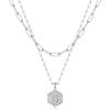 M MOOHAM Dainty Initial Necklaces for Women, 14K-Gold-Plated Layering Necklace for Women Cute Hexagon Letter Initial Necklace Layered Necklaces for Teenage Teen Girls Christmas Gifts Stocking Stuffers(Silver)