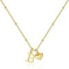 M MOOHAM Heart Initial Necklace for Women Girls – 14K Gold Plated Letter A-Z Pendant Necklace Dainty Heart Necklaces Tiny Initial Necklaces Birthday Gifts for Women Jewelry(B)