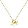 M MOOHAM Heart Initial Necklace for Women Girls – 14K Gold Plated Letter A-Z Pendant Necklace Dainty Heart Necklaces Tiny Initial Necklaces Birthday Gifts for Women Jewelry(R)
