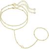 M MOOHAM Initial Hand Chain for Women – Dainty Gold Ring Bracelet Hand Chain for Women Trendy, Letter A-Z Initial Link Charm Bracelets Personalized Gold Jewelry Gifts(O)