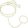 M MOOHAM Initial Hand Chain for Women – Dainty Gold Ring Bracelet Hand Chain for Women Trendy, Letter A-Z Initial Link Charm Bracelets Personalized Gold Jewelry Gifts(F)
