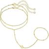 M MOOHAM Initial Hand Chain for Women – Dainty Gold Ring Bracelet Hand Chain for Women Trendy, Letter A-Z Initial Link Charm Bracelets Personalized Gold Jewelry Gifts(W)
