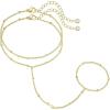 M MOOHAM Initial Hand Chain for Women – Dainty Gold Ring Bracelet Hand Chain for Women Trendy, Letter A-Z Initial Link Charm Bracelets Personalized Gold Jewelry Gifts(I)