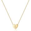 M MOOHAM Initial Heart Necklace for Girls Women, Dainty Cubic Zirconia Initial Heart Pendant Necklace for Women Girls Jewelry Gifts(Gold)