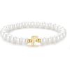 M MOOHAM Pearl Initial Bracelet for Women – Dainty Beaded Charm Bracelets for Women Trendy Charm Letter A-Z Personalized Pearl Jewelry Gifts(F)