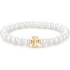 M MOOHAM Pearl Initial Bracelet for Women – Dainty Beaded Charm Bracelets for Women Trendy Charm Letter A-Z Personalized Pearl Jewelry Gifts(I)