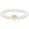 M MOOHAM Pearl Initial Bracelet for Women – Dainty Beaded Charm Bracelets for Women Trendy Charm Letter A-Z Personalized Pearl Jewelry Gifts(T)