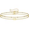 M MOOHAM Stocking Stuffers for Women Girls – Layered Initial Bracelet Letter A-Z Charm, Dainty 14K Gold Plated Initial Bracelets for Women Birthday Personalized Gifts Trendy Jewelry(Gold)