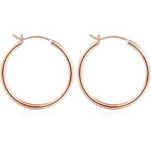 M MOOHAM 14K-Gold-Plated Hoop Earrings for Women – Hypoallergenic 14K Gold 925 Sterling silver-plated Post Sensitive Ears Nickel Free Hoops Earrings Set for Women Jewelry Lightweight 13-60mm(2pcs-30mm-Rose-plated)