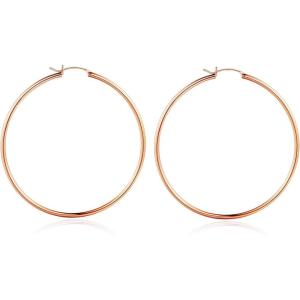 M MOOHAM 14K-Gold-Plated Hoop Earrings for Women – Hypoallergenic 14K Gold 925 Sterling silver-plated Post Sensitive Ears Nickel Free Hoops Earrings Set for Women Jewelry Lightweight 13-60mm(2pcs-60mm-Rose-plated)