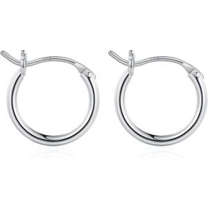 M MOOHAM 14K-Gold-Plated Hoop Earrings for Women – Hypoallergenic 14K Gold 925 Sterling silver-plated Post Sensitive Ears Nickel Free Hoops Earrings Set for Women Jewelry Lightweight 13-60mm(2pcs-13mm-silver-plated)