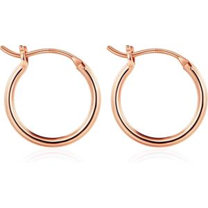 M MOOHAM 14K-Gold-Plated Hoop Earrings for Women – Hypoallergenic 14K Gold 925 Sterling silver-plated Post Sensitive Ears Nickel Free Hoops Earrings Set for Women Jewelry Lightweight 13-60mm(2pcs-15mm-Rose-plated)